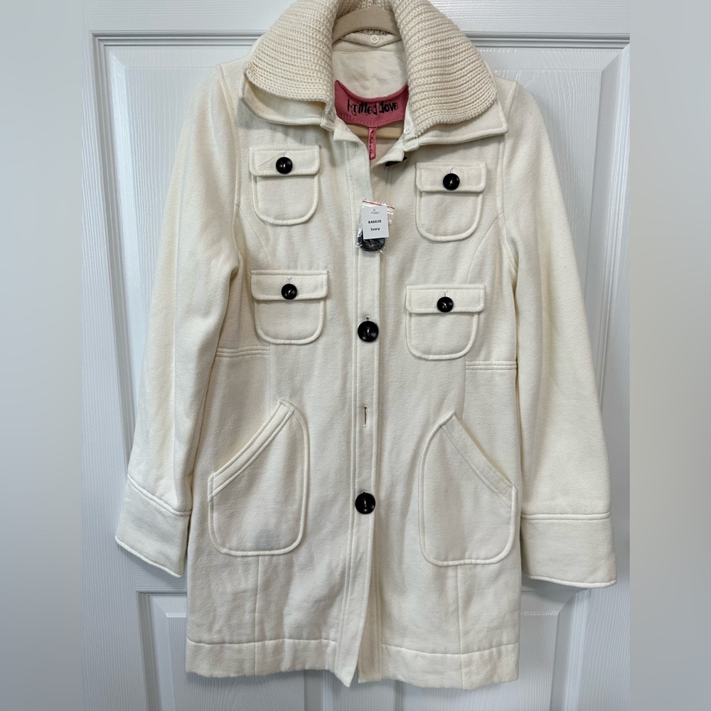 NWT Knit Sweater Coat from Knitted Dove in Ivory Size Medium